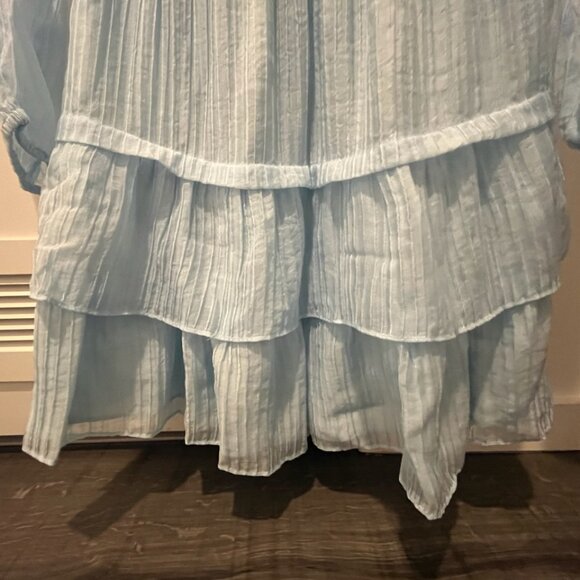 Light Blue Maje Crinkle-effect voile dress with ruffles - Picture 5 of 10